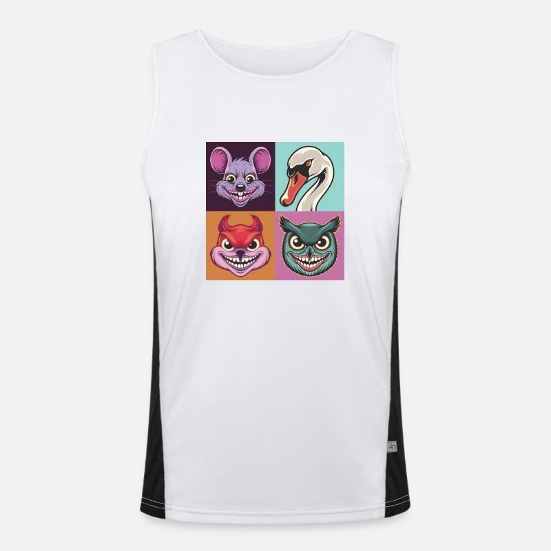 Pop-art Schwan Maus Eichhörnchen Eule Smile Funktionelles Kontrast-Tank Top für Männer 