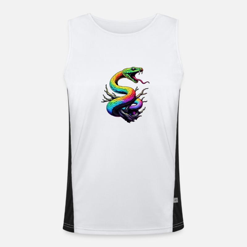 Bunte Schlange Illustration Funktionelles Kontrast-Tank Top für Männer 