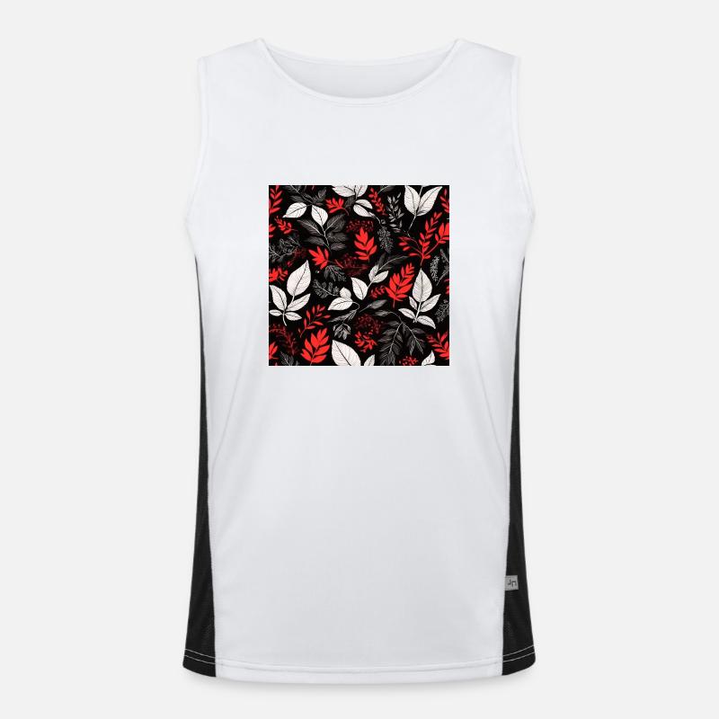red foliage pattern Men's Functional Contrast Tank Top 