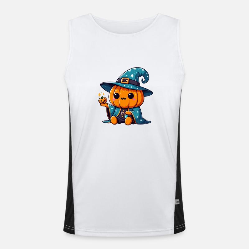 Cute Halloween Pumpkin Wizard Men's Functional Contrast Tank Top 