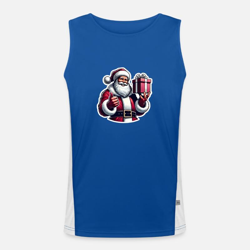 Weihnachtsmann mit Geschenk Funktionelles Kontrast-Tank Top für Männer 