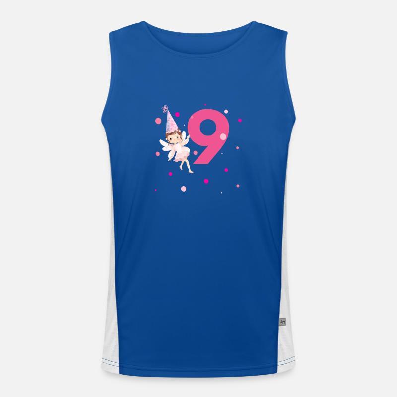 9. Geburtstag Rosa Fee Funktionelles Kontrast-Tank Top für Männer 