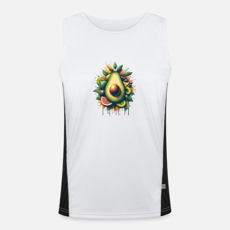 Avocado Fruit Painting Flowing Paint Men's Functional Contrast Tank Top 