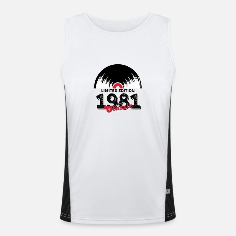 Limitierte Auflage 1981 Klassisches Vinyl Funktionelles Kontrast-Tank Top für Männer 