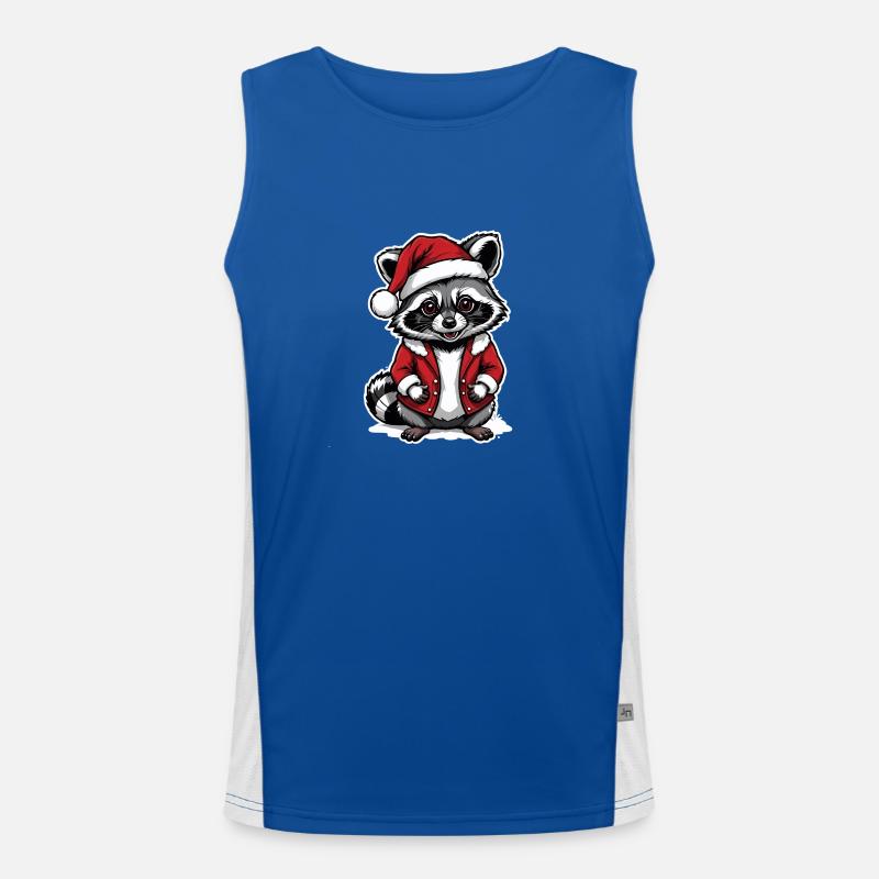 Waschbär Weihnachtsmann Weihnachten Geschenk Funktionelles Kontrast-Tank Top für Männer 