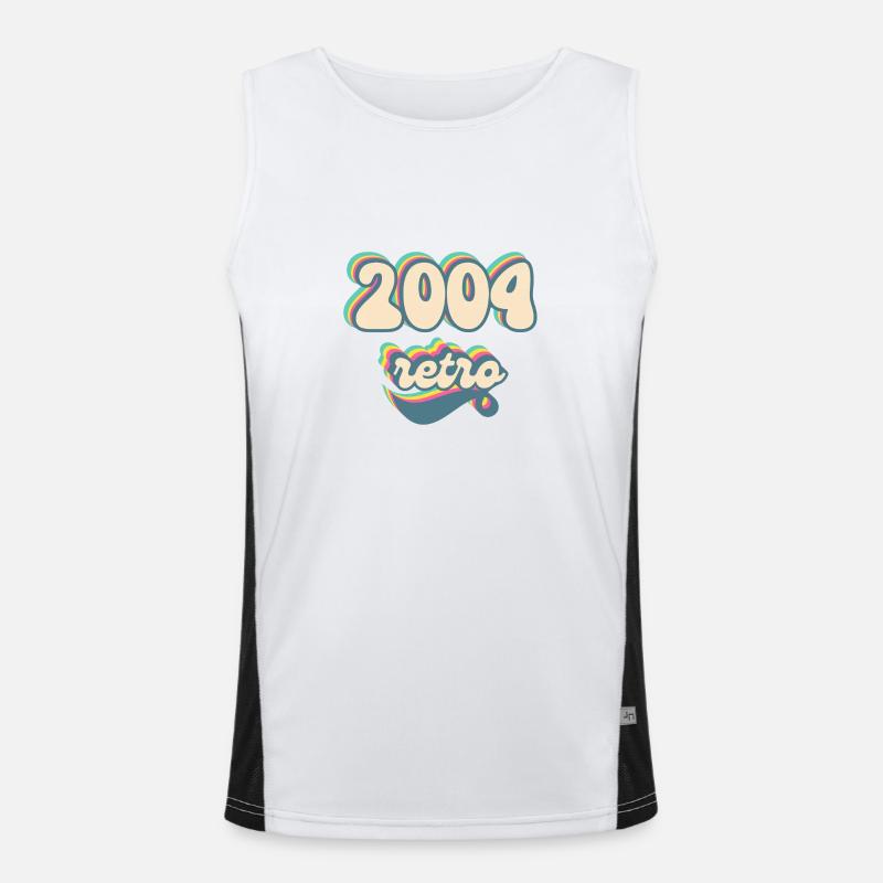 2004 Retro Gift Idea - Men's Functional Contrast Tank Top  - white/black