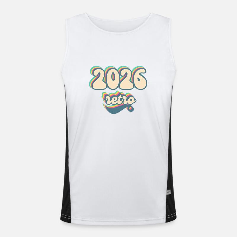 2026 retro gift idea - Men's Functional Contrast Tank Top  - white/black