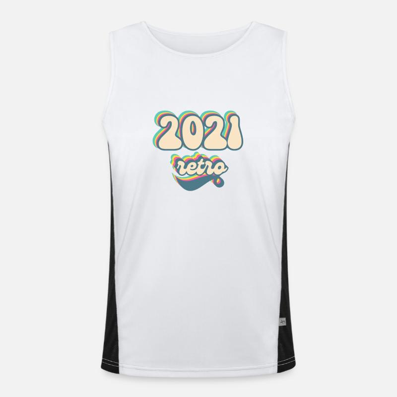 2021 Retro Gift Idea - Men's Functional Contrast Tank Top  - white/black