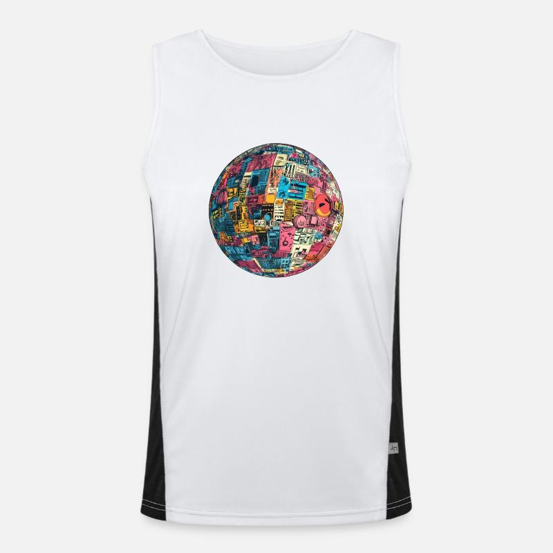 Retro-Future Sphere: Technicolor Vision! Funktionelles Kontrast-Tank Top für Männer 