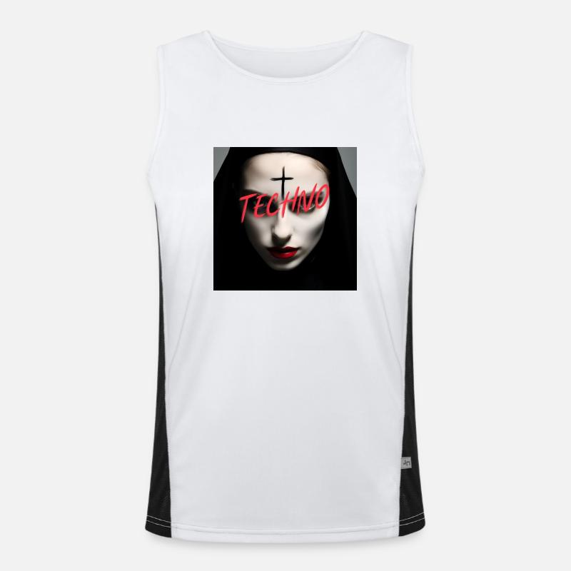Satanic Techno Nun - Rave Design Men's Functional Contrast Tank Top 