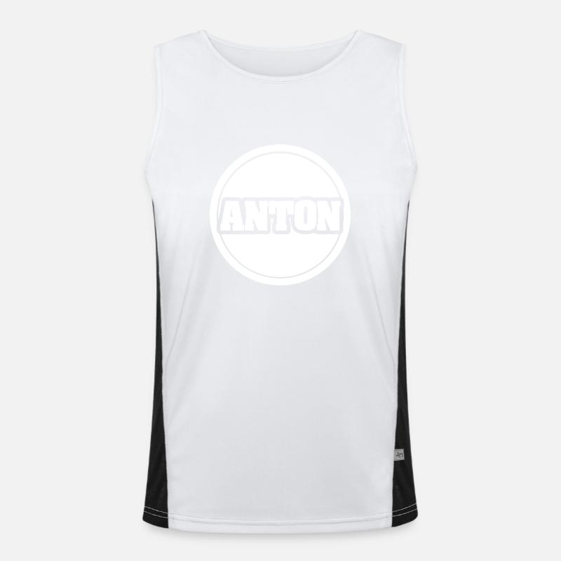 Gift for Anton - Men's Functional Contrast Tank Top  - white/black