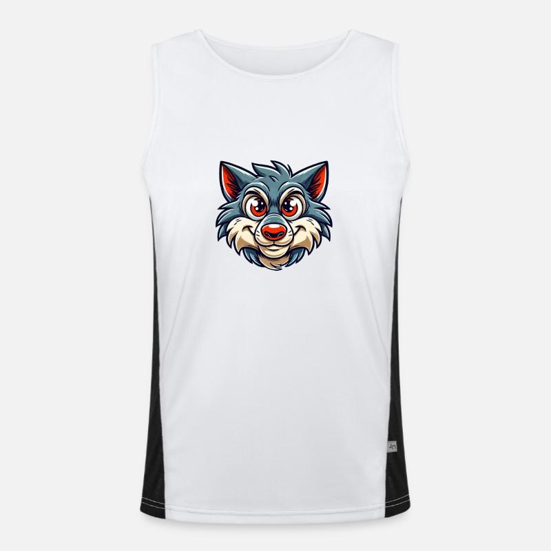 Wolf Comic - Men's Functional Contrast Tank Top  - white/black