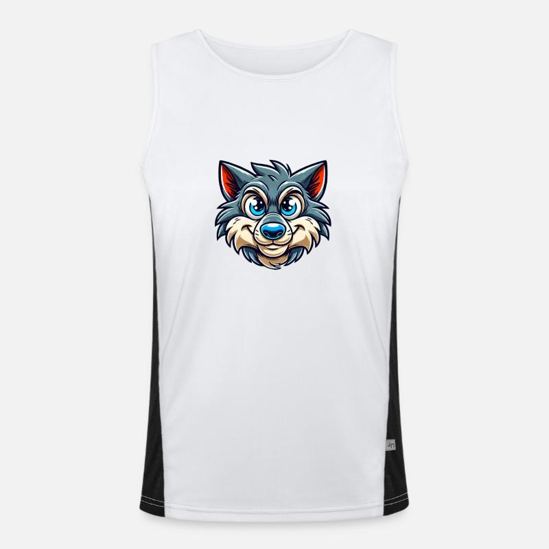 Wolf Comic Funktionelles Kontrast-Tank Top für Männer 