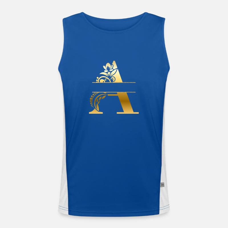 Personalisierter vergoldeter Blumenbuchstabe a - Geschenkidee Funktionelles Kontrast-Tank Top für Männer 