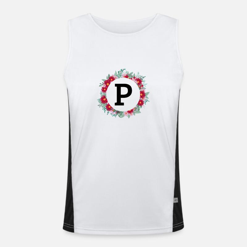 Buchstabe p Blumenkranz Funktionelles Kontrast-Tank Top für Männer 