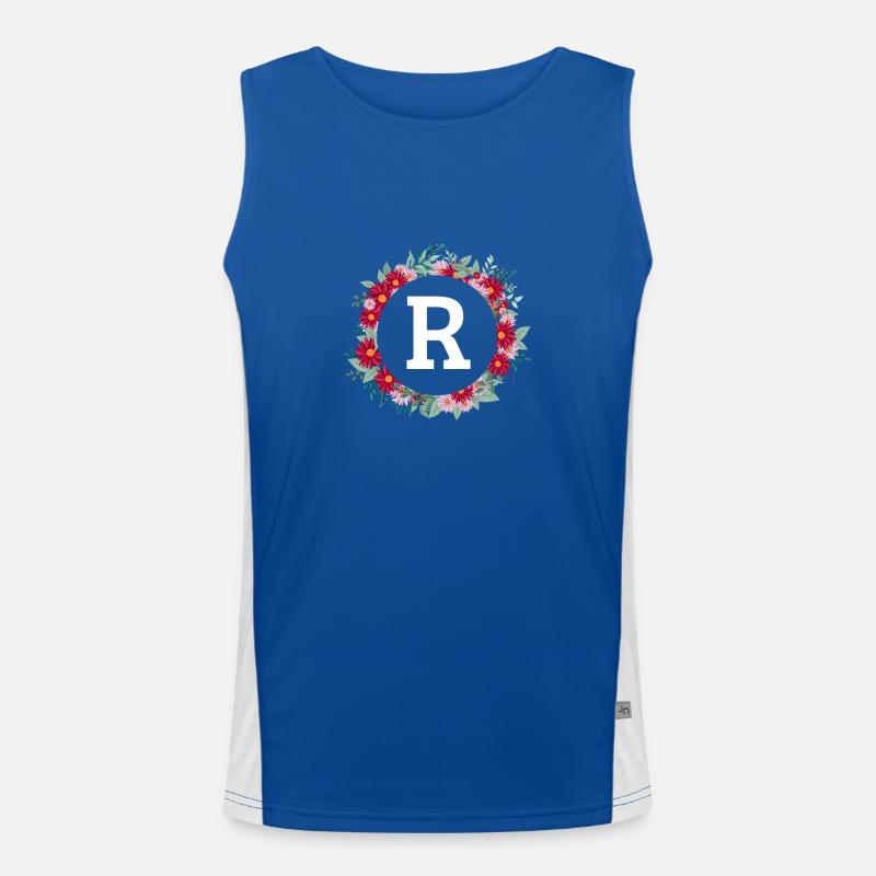 Buchstabe r Blumenkrone Funktionelles Kontrast-Tank Top für Männer 