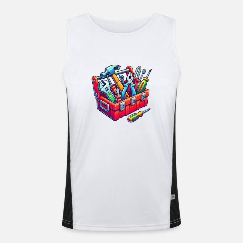Tool Toolbox - Men's Functional Contrast Tank Top  - white/black