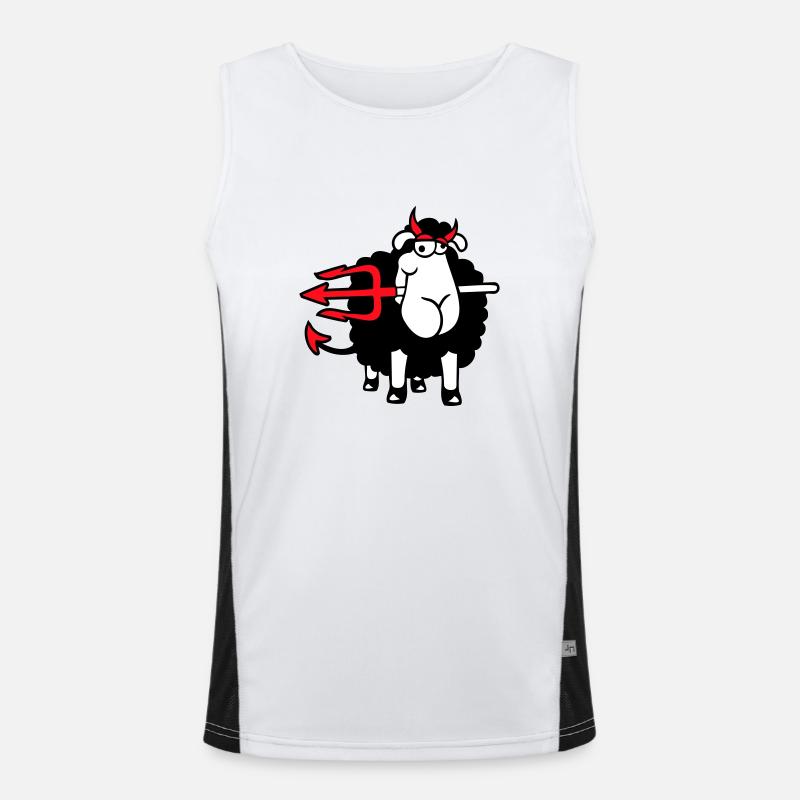 Sheep Devil Satan Hell Evil Trident Horns Cool Men's Functional Contrast Tank Top 