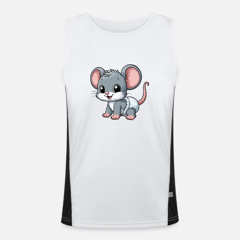 Baby mouse with diaper - Men's Functional Contrast Tank Top  - white/black