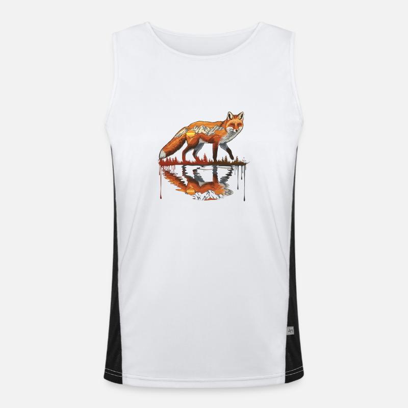 Fuchs Waldtier Muster Tierkunst Fuchs Muster Funktionelles Kontrast-Tank Top für Männer 