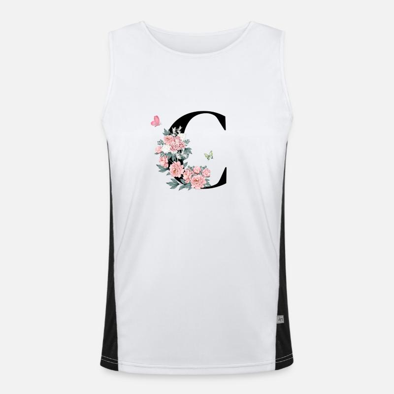 Buchstabe c rosa Blumen Funktionelles Kontrast-Tank Top für Männer 