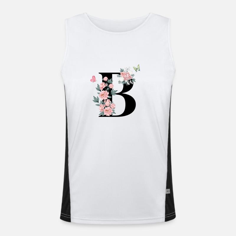 Buchstabe b rosa Blumen Funktionelles Kontrast-Tank Top für Männer 
