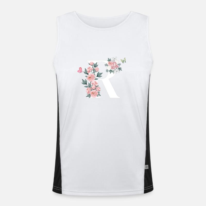 Buchstabe r rosa Blumen Funktionelles Kontrast-Tank Top für Männer 