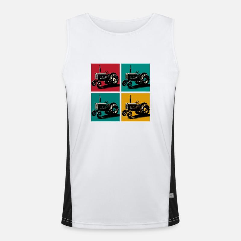 Retro-Oldtimer-Traktor Funktionelles Kontrast-Tank Top für Männer 