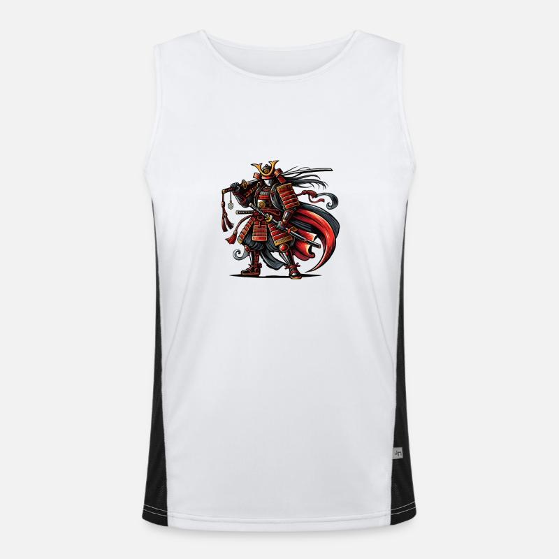 Samurai Comic - Men's Functional Contrast Tank Top  - white/black
