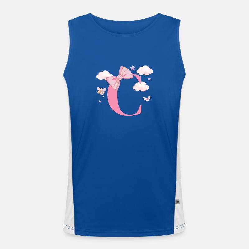 Buchstabe c rosa Wolken Funktionelles Kontrast-Tank Top für Männer 