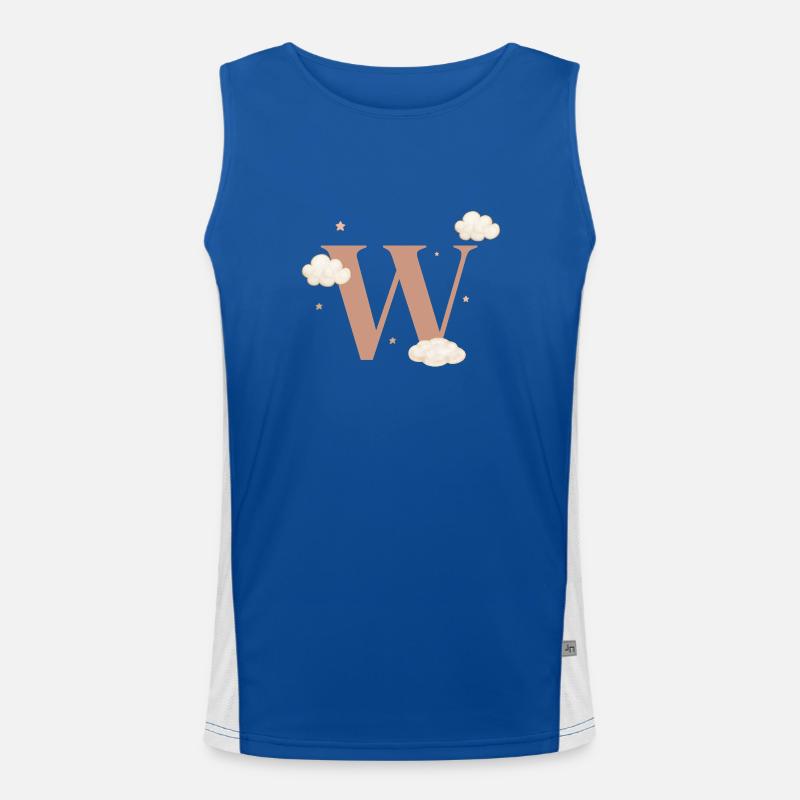 Buchstabe w bewölkt Sterne Funktionelles Kontrast-Tank Top für Männer 