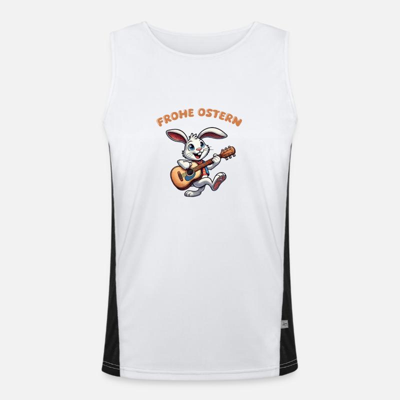 bunny guitar comic easter - Men's Functional Contrast Tank Top  - white/black