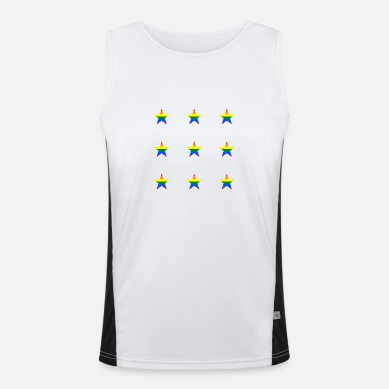Rainbow star pattern LGBTQ colours Men's Functional Contrast Tank Top 