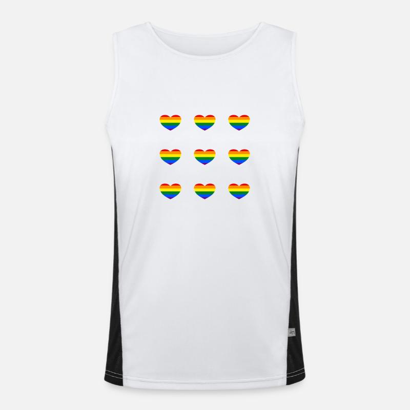 Rainbow Heart LGBTQ Men's Functional Contrast Tank Top 