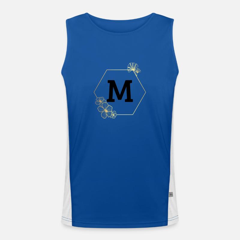 Buchstabe m Goldener Blumenrahmen Funktionelles Kontrast-Tank Top für Männer 