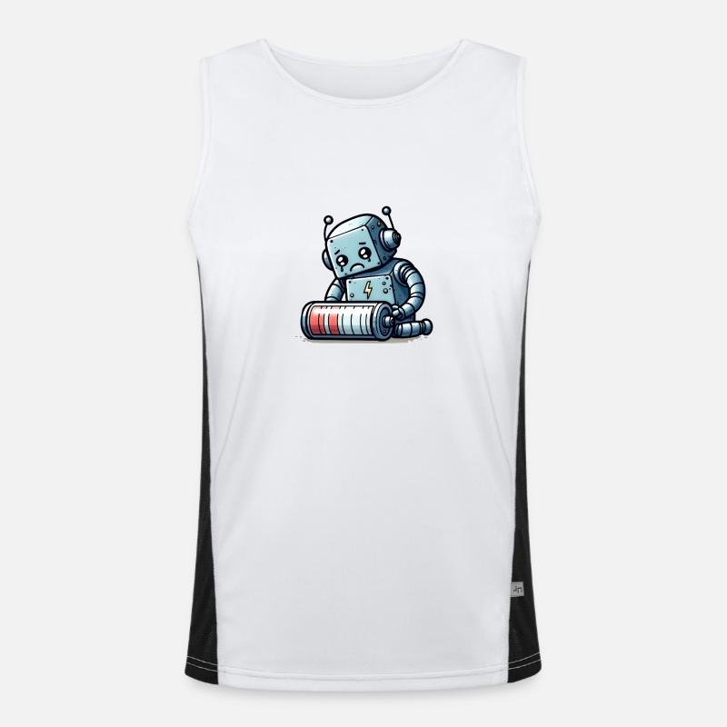 Robot Weak Battery Robo-Problems - Men's Functional Contrast Tank Top  - white/black