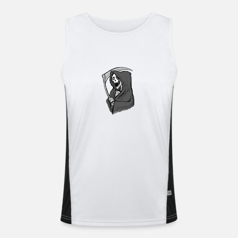Illustration des Todes – Dunkle Kunst mit Sense Funktionelles Kontrast-Tank Top für Männer 