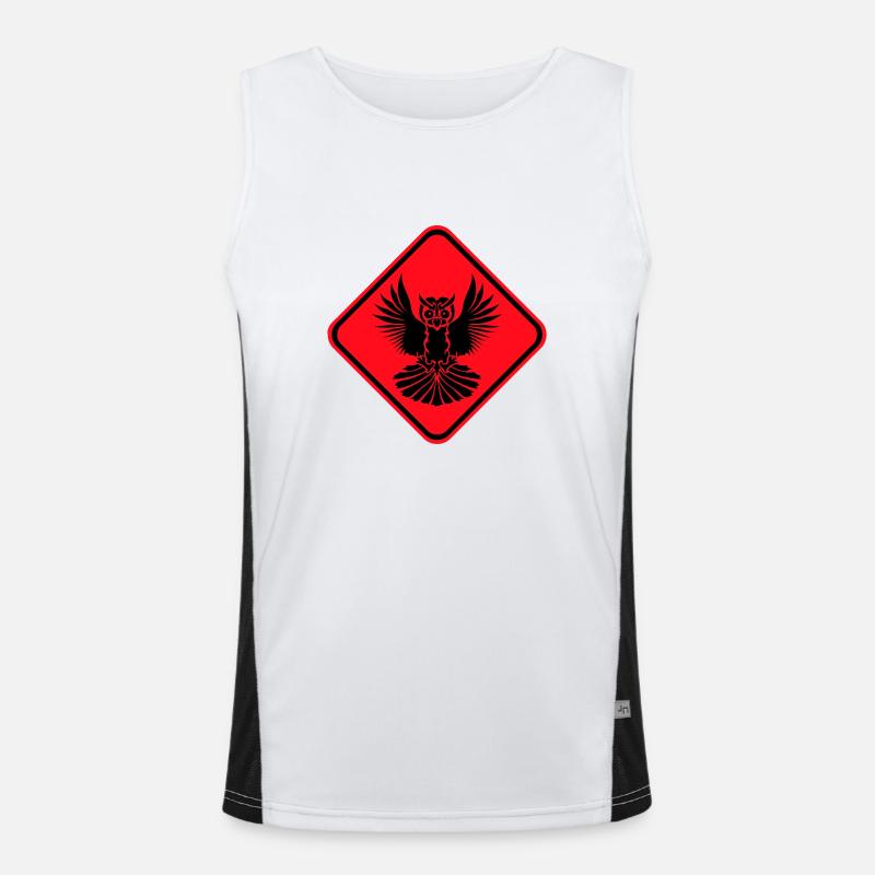 Owl Warning Danger Zone Sign Note Attention Men's Functional Contrast Tank Top 