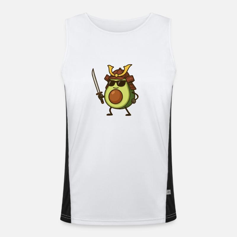avocado samurai - Funktionelles Kontrast-Tank Top für Männer  - Weiß/Schwarz
