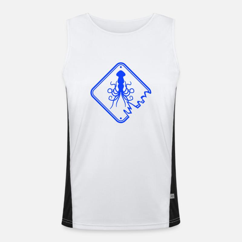 Octopus Danger Sign Caution Warning Men's Functional Contrast Tank Top 