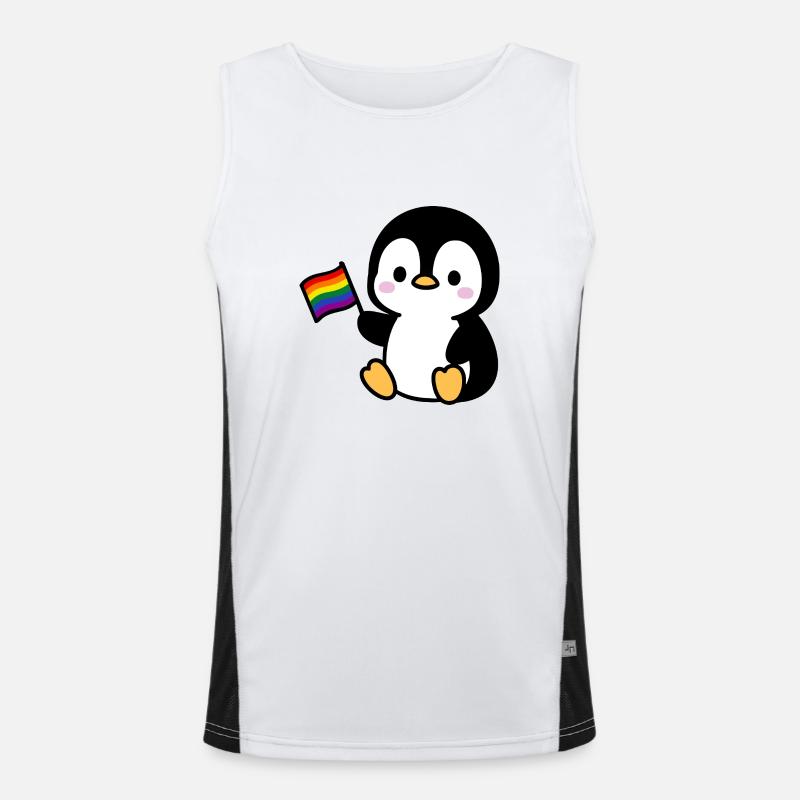 Pingouin avec drapeau arc-en-ciel Débardeur respirant contrasté Homme 