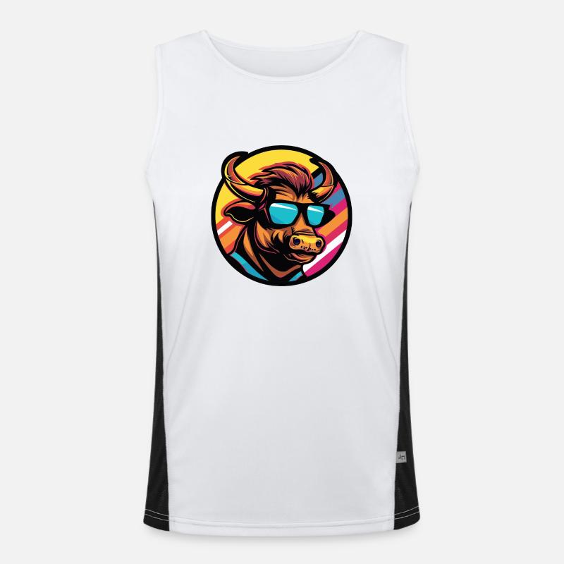 Taurus Comic Cool Bull - Men's Functional Contrast Tank Top  - white/black