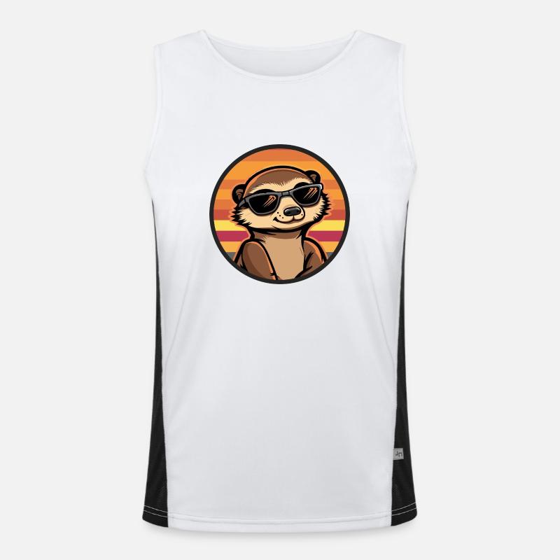 Meerkat Cool Comic - Men's Functional Contrast Tank Top  - white/black