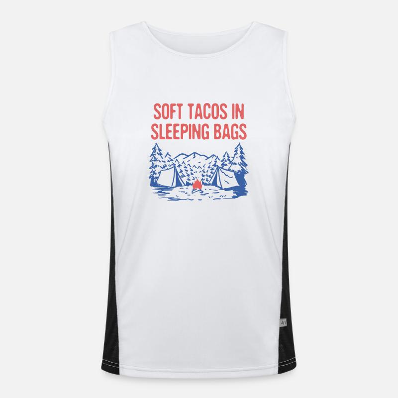 Tacos doux dans des sacs de couchage Camping Funny Camper Débardeur respirant contrasté Homme 