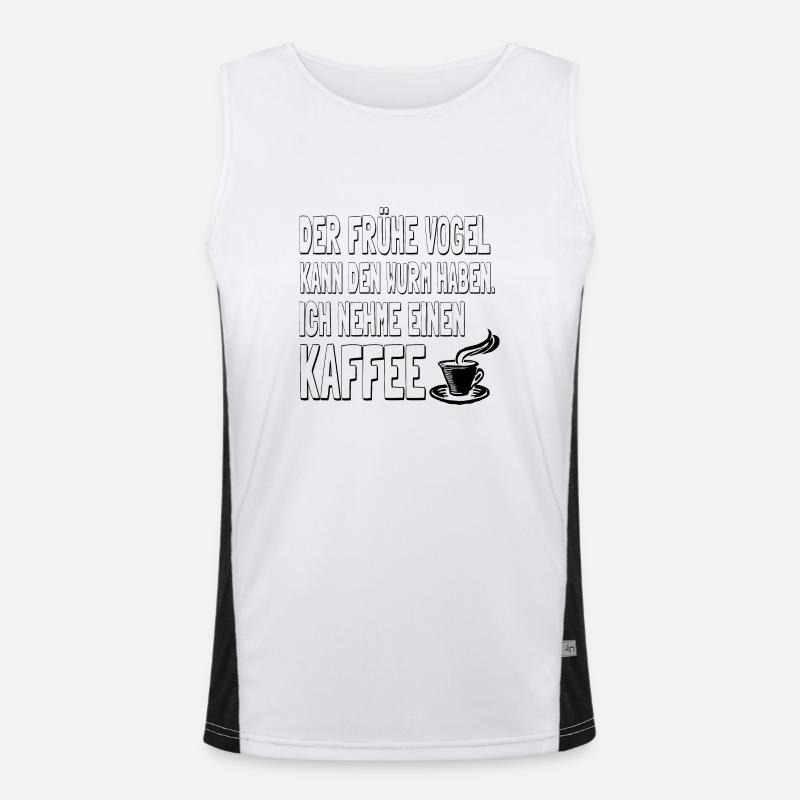 Der Vogel, der Wurm und der Kaffee Funktionelles Kontrast-Tank Top für Männer 