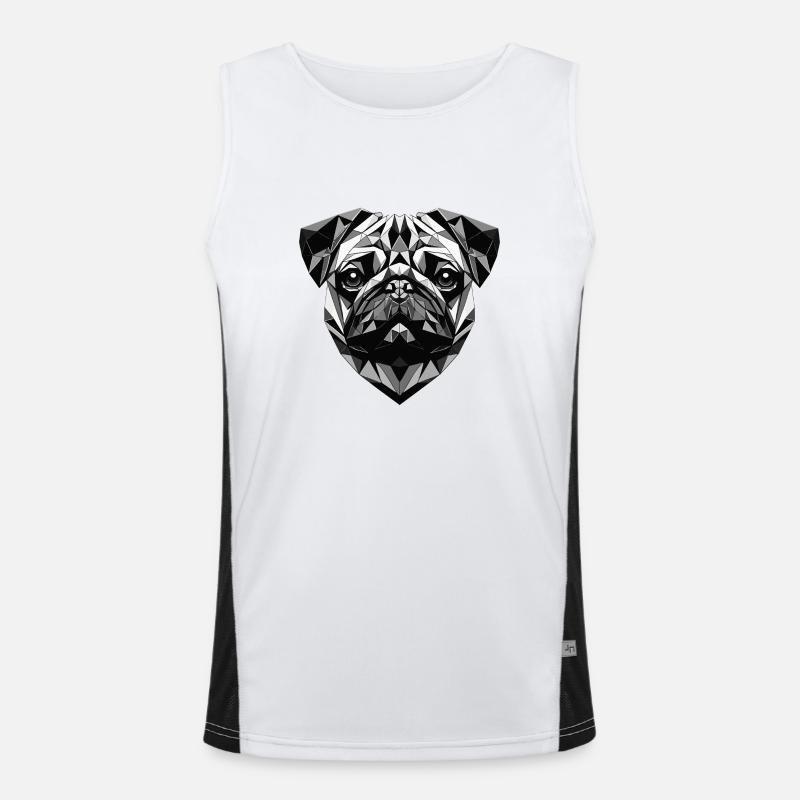 Pug Dog Geometric Gift Idea Men's Functional Contrast Tank Top 