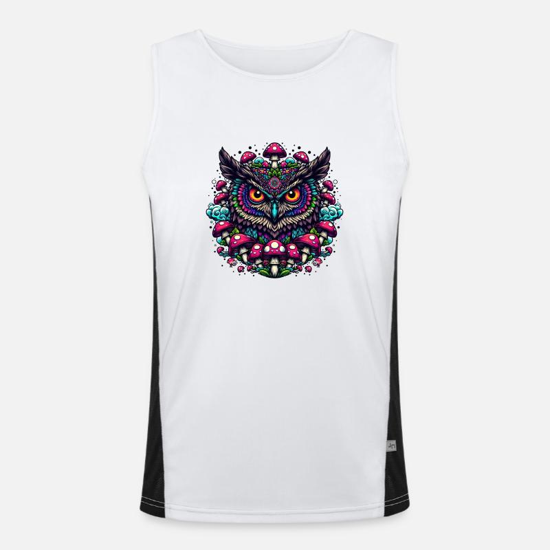 Psychedelische Eule Funktionelles Kontrast-Tank Top für Männer 