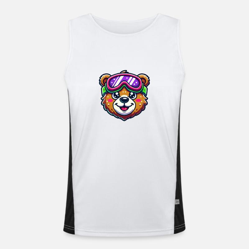 Bear Comic Ski Goggles - Men's Functional Contrast Tank Top  - white/black