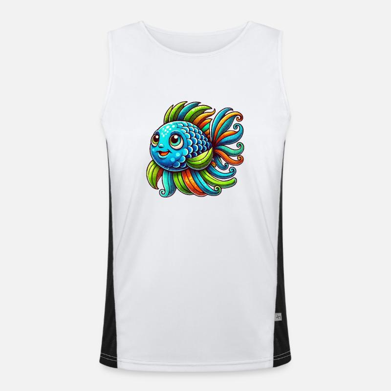 fisch comic Funktionelles Kontrast-Tank Top für Männer 