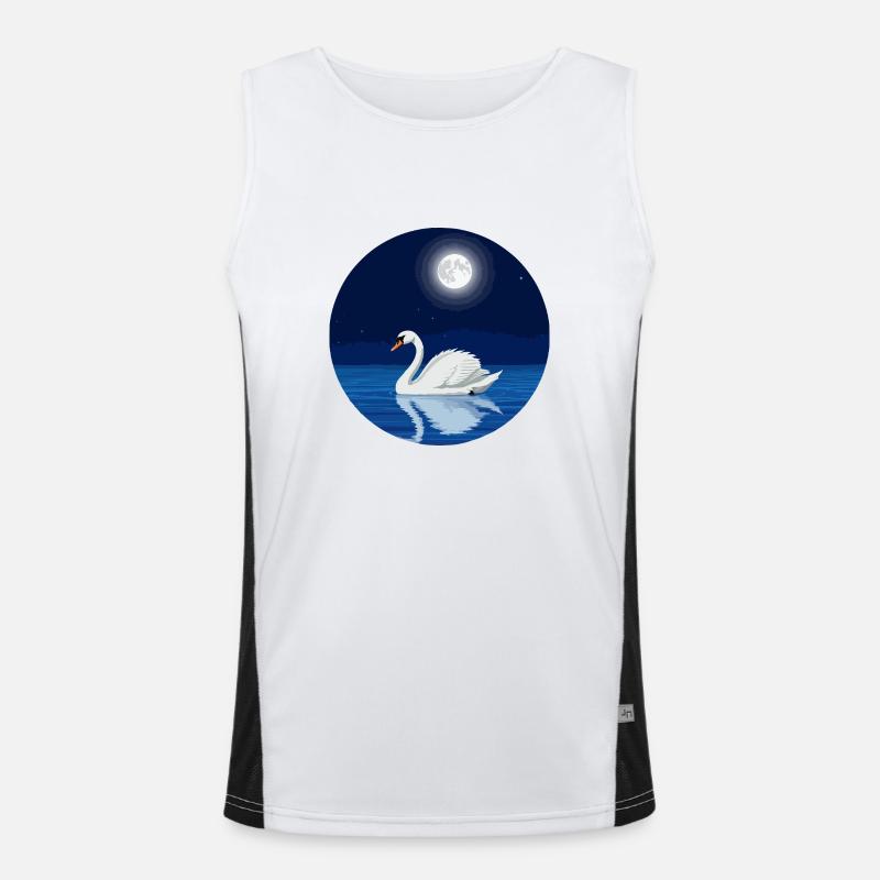 Schwan bei Vollmond Funktionelles Kontrast-Tank Top für Männer 